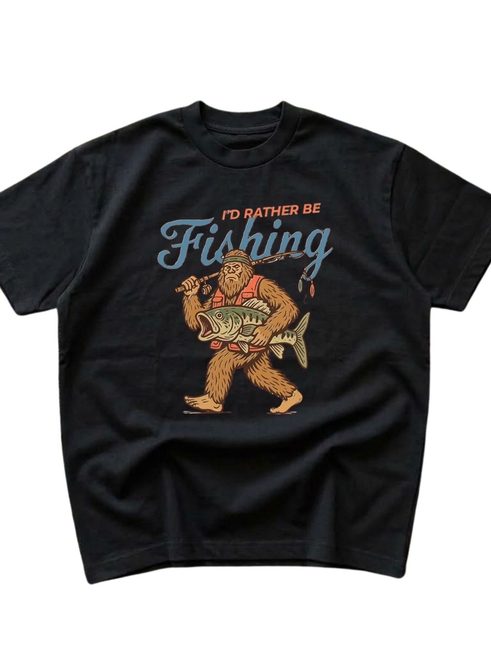 Gildan Black Funny Fishing Graphic Shirt